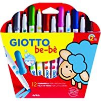 Los mejores  - Giotto be-bè 466700 - Estuche 12 rotuladores súper lavables- punta bloqueada que no se hunde (tapón ventilado y capuchón…